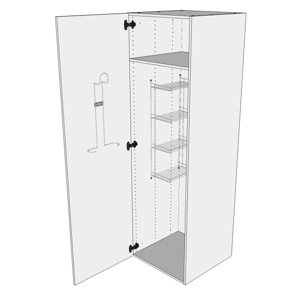 Kosteskab 50 cm med hylde, trdreol, slangeholder og lge
