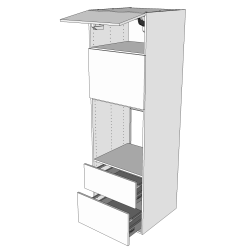 Indbygningsskab til ovn/microovn 60 cm med toplge, microlge, 3 hylder og 2 skuffer - fuldudtrk