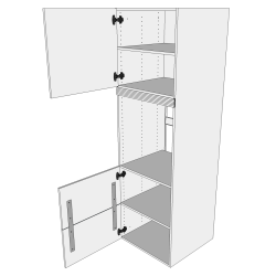 2 skuffelook - Indbygningsskab til ovn 60 cm med 4 hylder, alurist og 2 lger