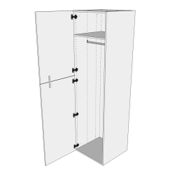 XL Bjleskab 50 cm med hylde, bjlestang og to-delt lge