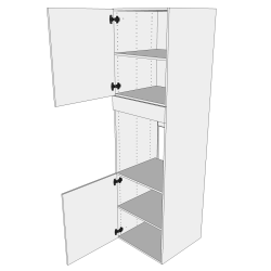 XL Indbygningsskab til ovn 60 cm med 4 hylder, alurist, fronttilpasning og 2 to-delte lger