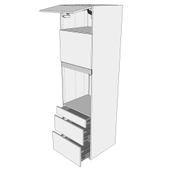XL Indbygningsskab 60 cm til ovn/microovn med toplge, microlge, 3 hylder og 2 skuffer - deludtrk