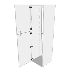 XL Indbygningsskab til kl 60 cm med to-delt lge