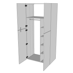XL Combiskab 80 cm med 4 hylder, bjlestang og 2 to-delte lger