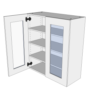 Hj vitrineskab 80 cm med 3 hylder og lge i klar glas