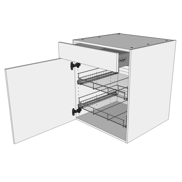 Grydeskab&nbsp;40 cm med 2 udtrksriste, lge og skuffe - deludtrk
