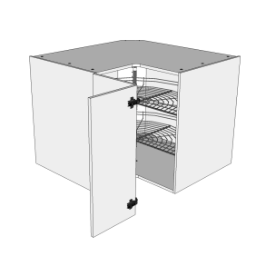 Hjrneskab 90 cm med knklge og 3/4 karrusel med 2 hylder